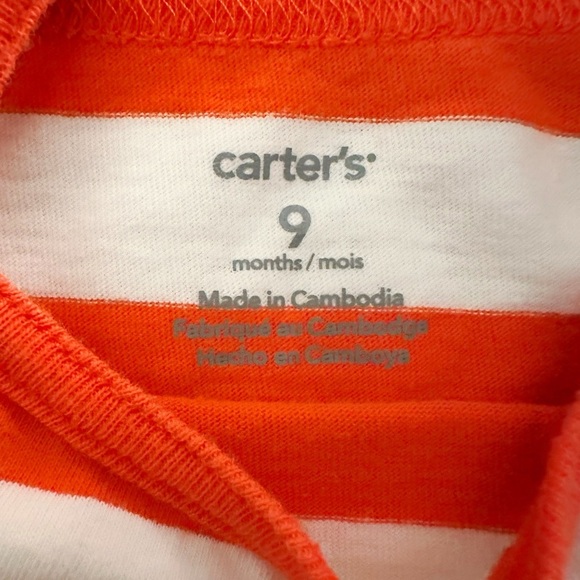 Carter’s | Candy Stripe Ruffle Rompers (9 mos) ♥️🩷🧡 - Picture 5 of 5